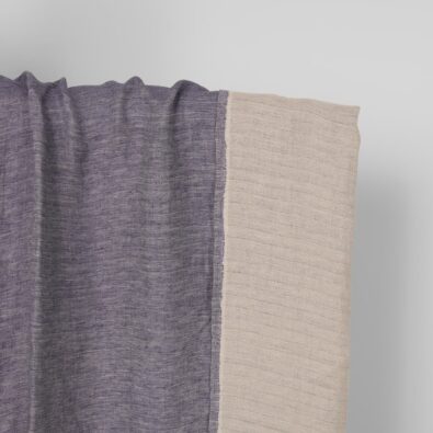 Prana dwustronna tkanina lniana granatowo - piaskowa