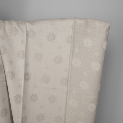 Szara żakardowa tkanina lniano – bawełniana