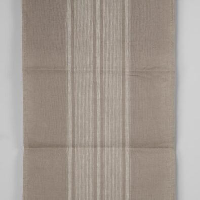 Piaskowy w białe paski ścierkowy len