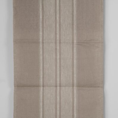 Piaskowy w białe paski ścierkowy len