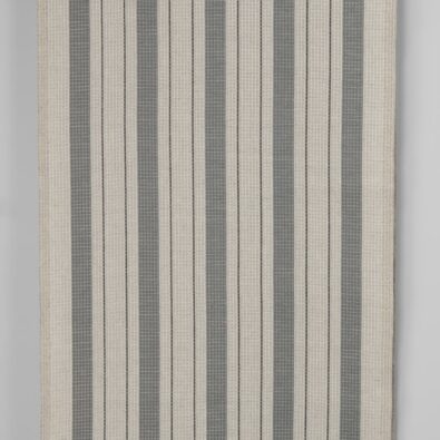 Szary waflowy w stalowe paski ścierkowy len z bawełną