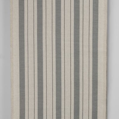 Szary waflowy w stalowe paski ścierkowy len z bawełną
