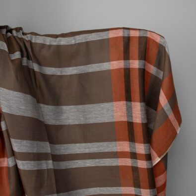 Pomarańczowy w brązowe paski len