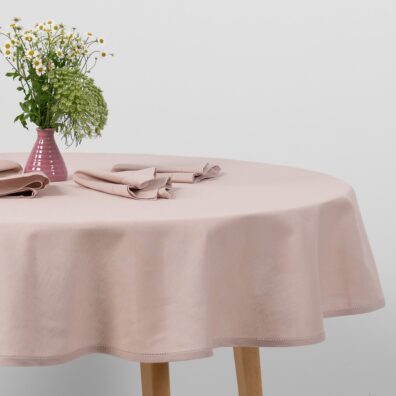 Jasnoróżowy lniano - bawełniany obrus