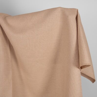 Jasnobrązowy waflowy len z bawełną