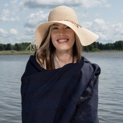 Granatowy ręcznik na plażowę