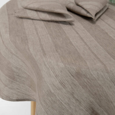 Piaskowy okrągły lub owalny obrus lniany