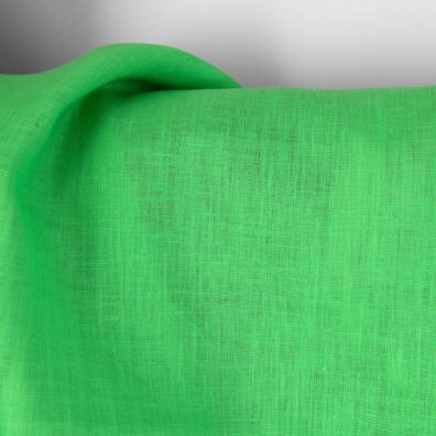 Jaskrawa zielona tkanina lniana