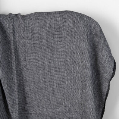 Waflowa prana czarny melanż tkanina lniana