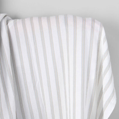 Prana śnieżnobiała w paski szeroka tkanina len bawełna