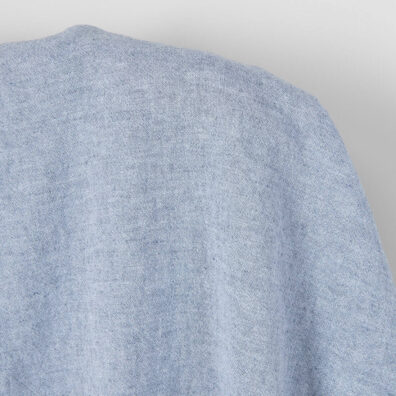 Niebieska melanżowa szeroka tkanina len i bawełna