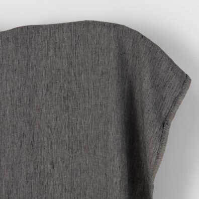 Czarny z szarym melanż prana tkanina lniana