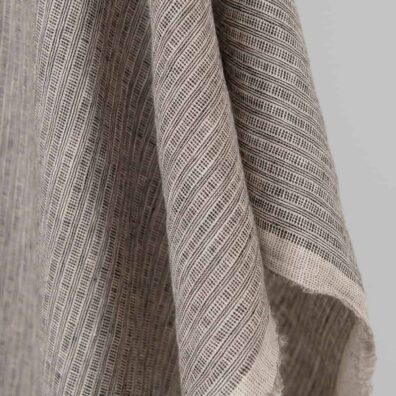 Prana tkanina lniana w brązowe paski