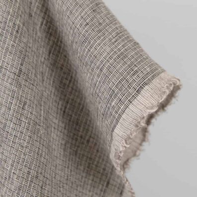 Prana tkanina lniana w brązową krateczkę