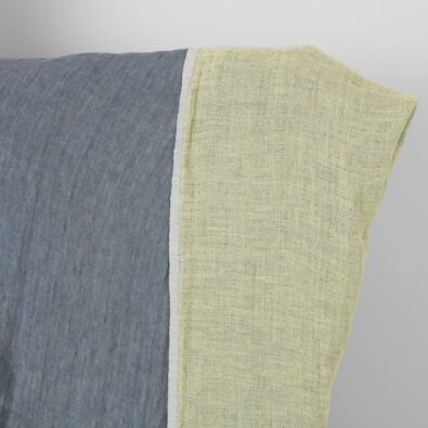 Szaro - żółty żakardowy prany len