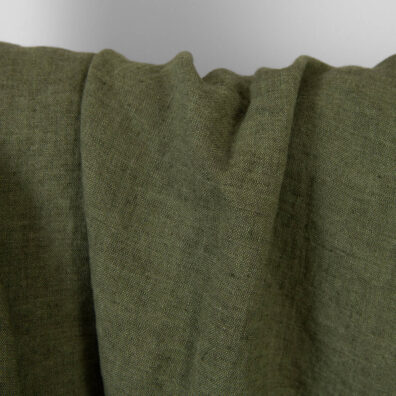 Ciemnozielona melanżowa prana tkanina lniana