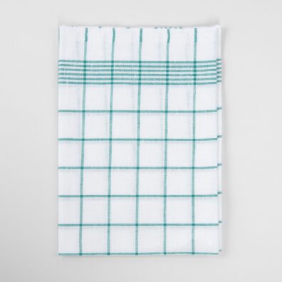 Biało - zielona ścierka kuchenna. Len, bawełna