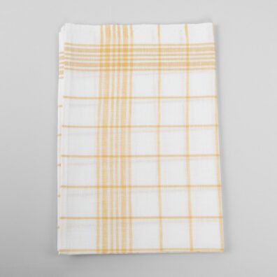 Biało - żółta ścierka kuchenna. Len, bawełna