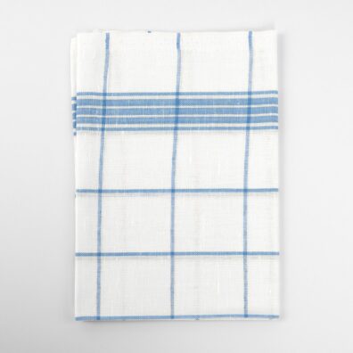 Biało - niebieska ścierka kuchenna. Len, bawełna