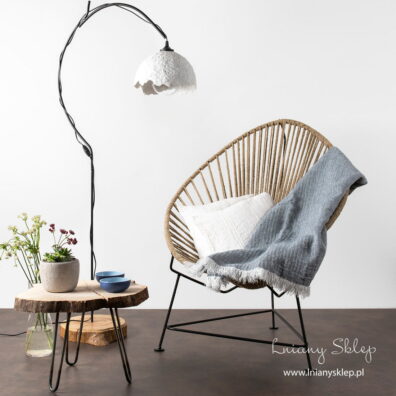 Granatowy pled z dekatyzowanego lnu 100%