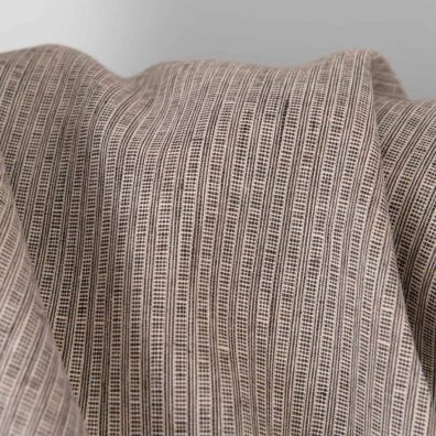 Tkanina lniana w stylizowane paski różowe i brązowe