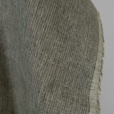 Tkanina lniana w stylizowane paski zielone i czarne