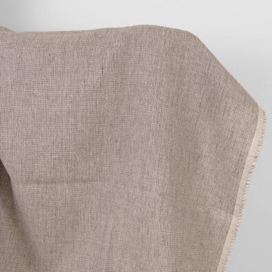 Len w kratkę różową i brązową