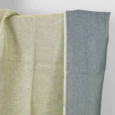 Szaro - żółty żakardowy len