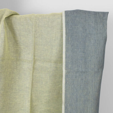 Szaro - żółty żakardowy len