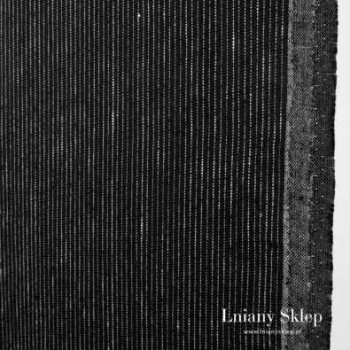 Czarny w prążki ścierkowy len