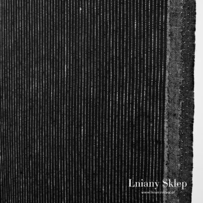 Czarny w prążki ścierkowy len