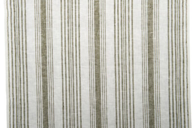 Biały w khaki paski ścierkowy len