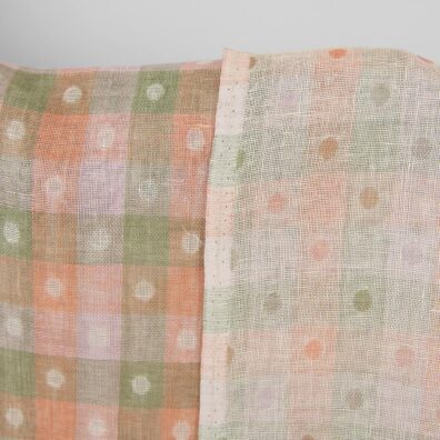 Żakardowy dwustronny dwuwarstwowy len w kratkę i grochy