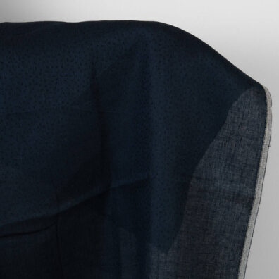 Granatowy w drobny wzorek len z wełną