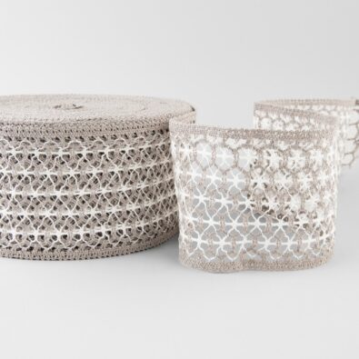 Biało- szara koronka lniana Nr 74