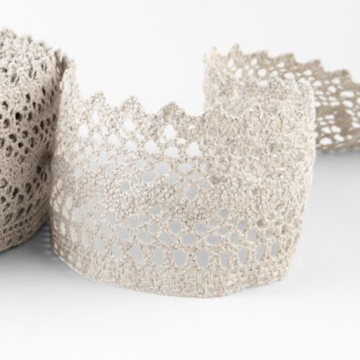 Niebarwiona szara koronka lnian