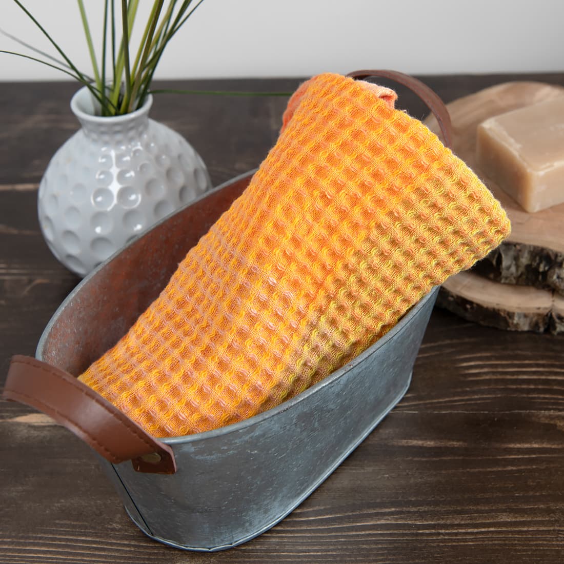 pellava oranssi kylpypyyhe