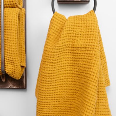 pellava puuvilla sinappi kylpypyyhe