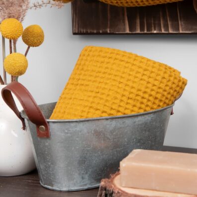 pellava puuvilla sinappi kylpypyyhe