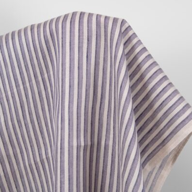 pellava twill raidallinen kangas violetti sininen