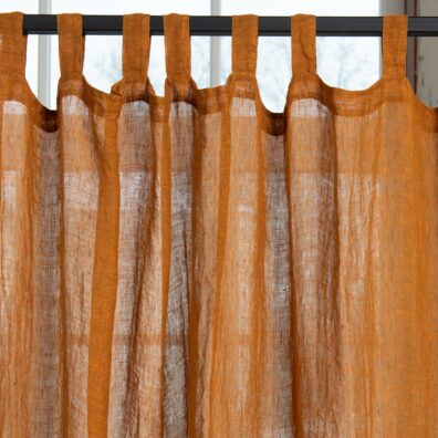 ruskea oranssi pellava verhot