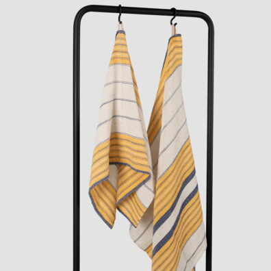 Pellavaa puuvillaa beige raidallinen kylpypyyhkeet