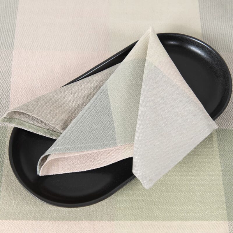 pellava puuvilla ruudullinen beige vihreä lautasliina