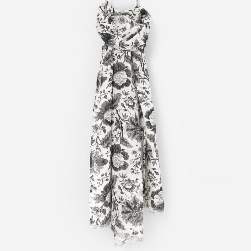 musta pellava huivi kukkia