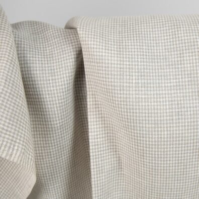 Pellavakangas luonnollinen harmaa-valkoinen ruudullinen, leveys 150cm