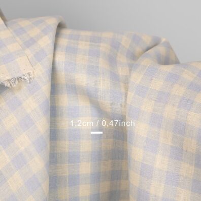 Pellavakangas jossa on taivaanharmaita ruutuja on tiheää, keskipainoista ja keskipaksua