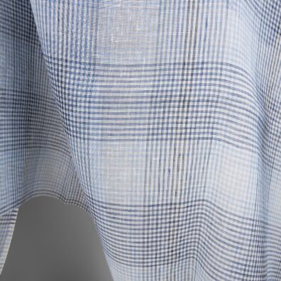 Pellavakangas harso sinisellä ruudulla, leveys 150cm