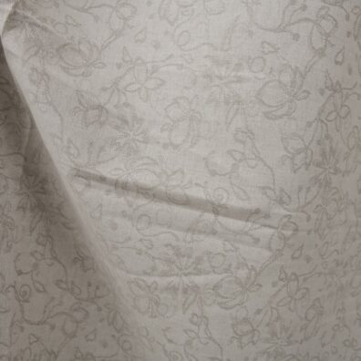 Pellava-puuvillakangas jacquard beige jossa on kukkia