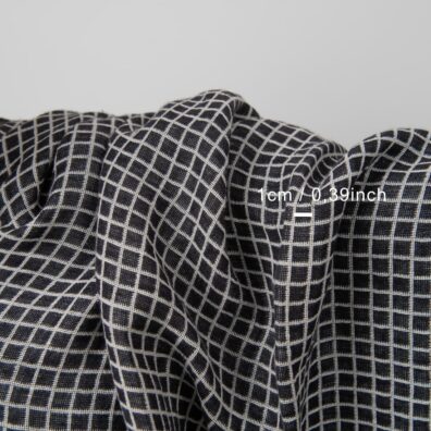 Puolipellavakangas musta-valkoinen ruudullinen pesty, pehmeä, joustava, ihoystävällinen