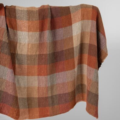 Puolipellavainen kangas vohveli ruskea ruudullinen pesty